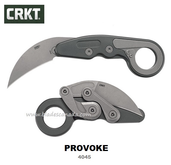 CRKT Provoke Compact Karambit Folding Knife, Aluminum Grey, CRKT4045